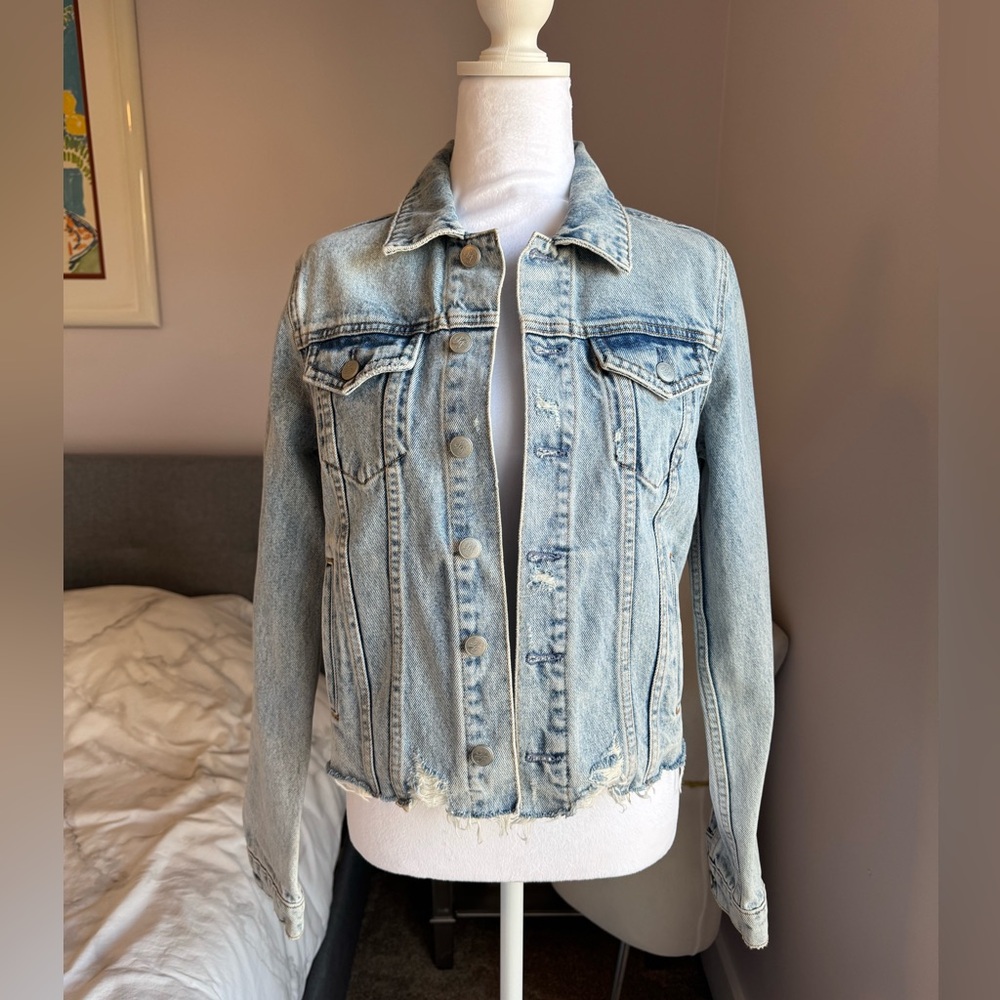 Lovers and Friends Brandon Distressed Denim Jacket Size S
